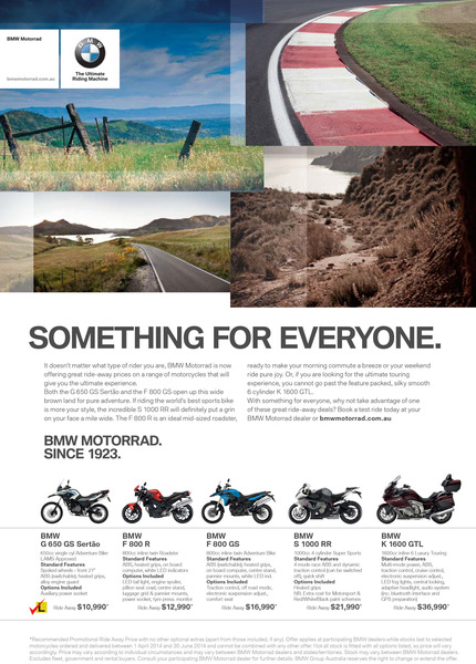 BMW Motorrad announce ride away deals