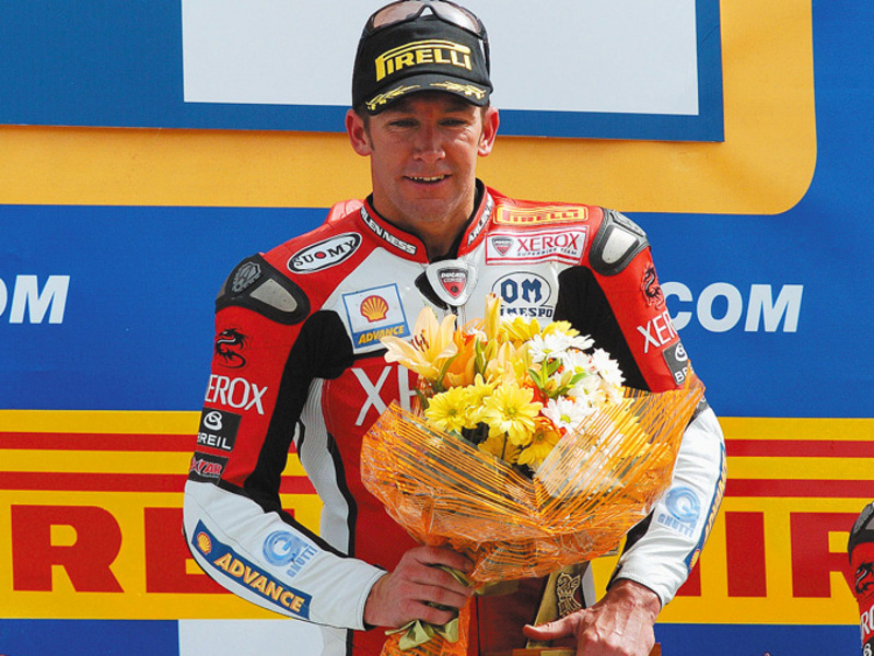 Bayliss getting the Valencia MotoGP trophy