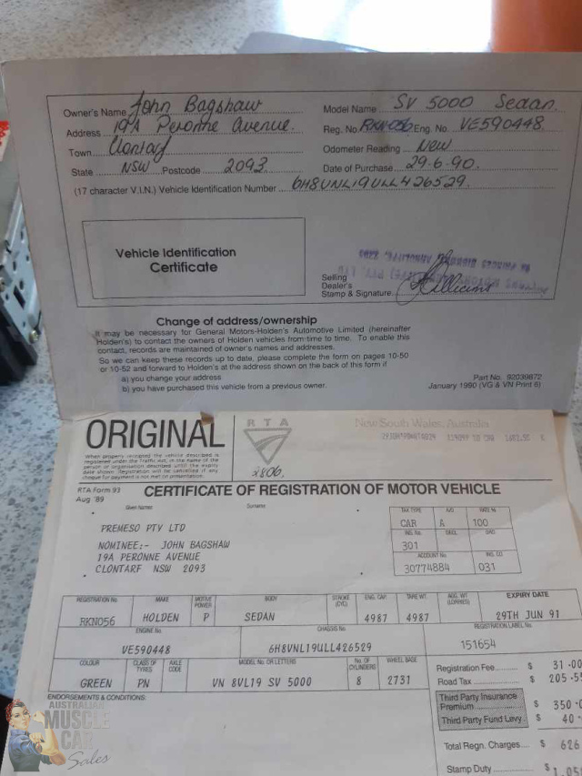 1990 HSV SV5000 VN 4 SPEED AUTOMATIC SEDAN