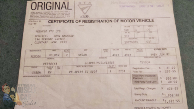1990 HSV SV5000 VN 4 SPEED AUTOMATIC SEDAN
