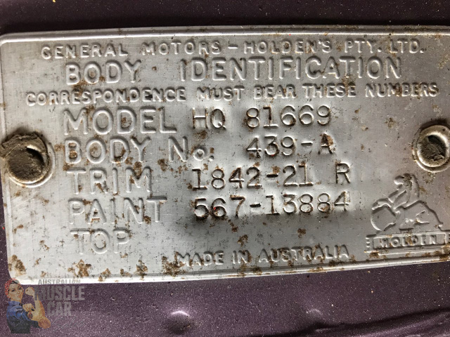 1972 HOLDEN STATESMAN CUSTOM HQ 3 SPEED MANUAL SEDAN