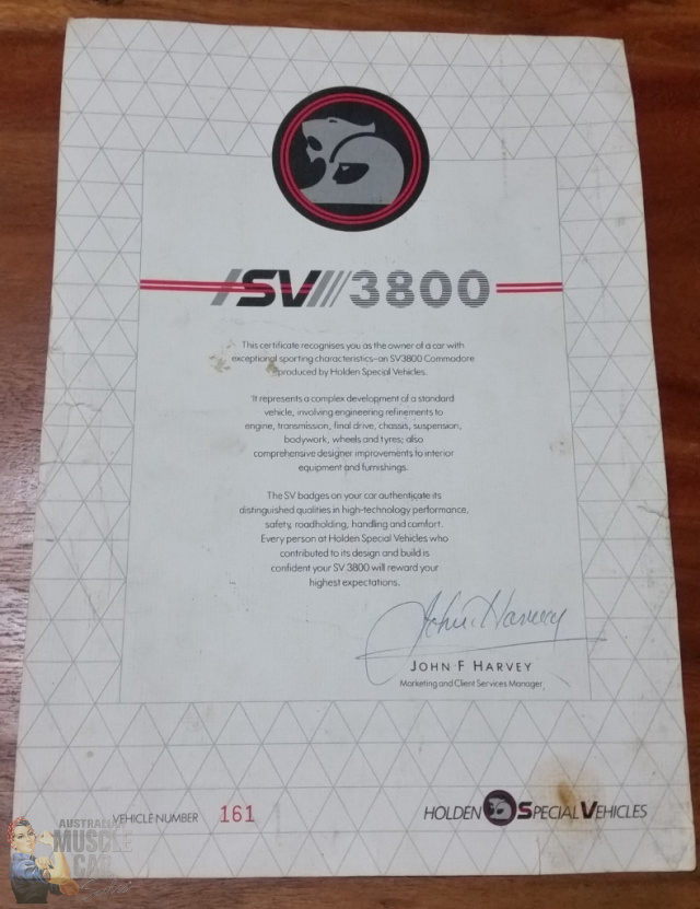 1988 HSV SV3800 VN 4 SPEED AUTOMATIC SEDAN