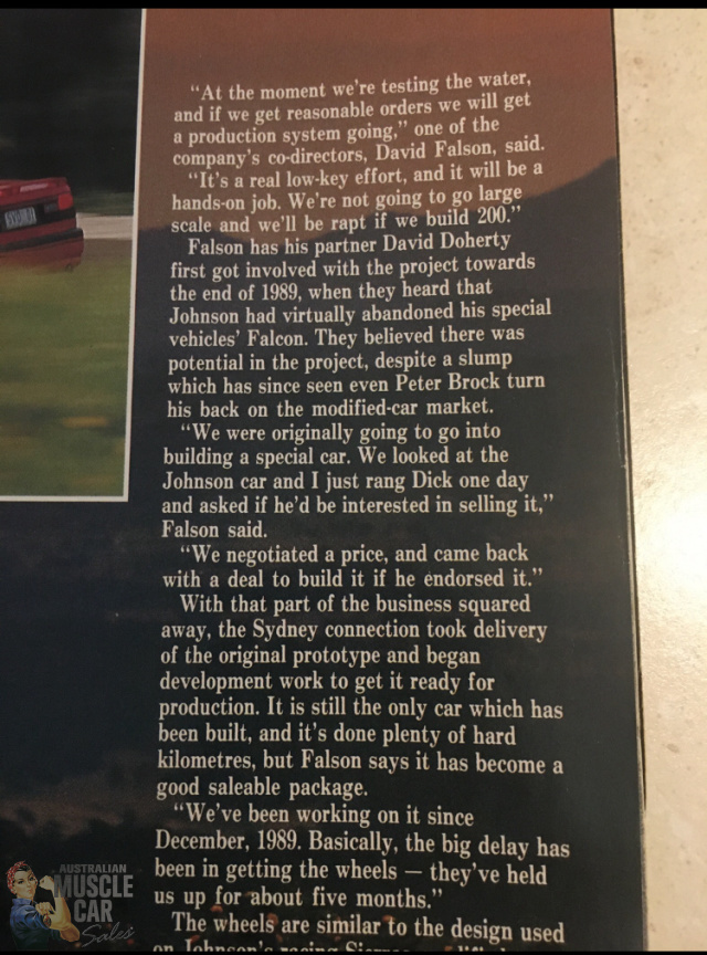 1991 FORD FALCON S EA DICK JOHNSON RACING 5 SPEED MANUAL SEDAN