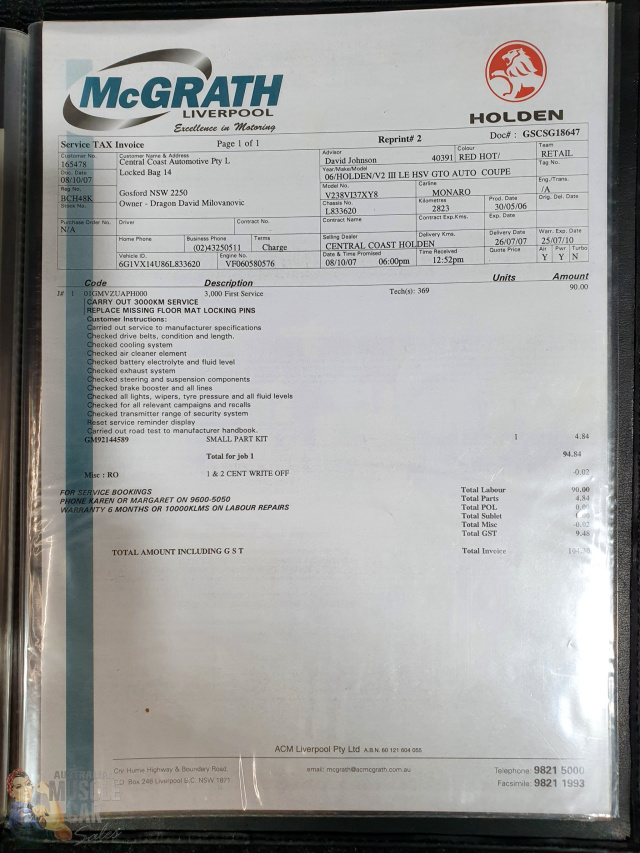 2006 HSV GTO SIGNATURE COUPE 4 SPEED AUTOMATIC COUPE