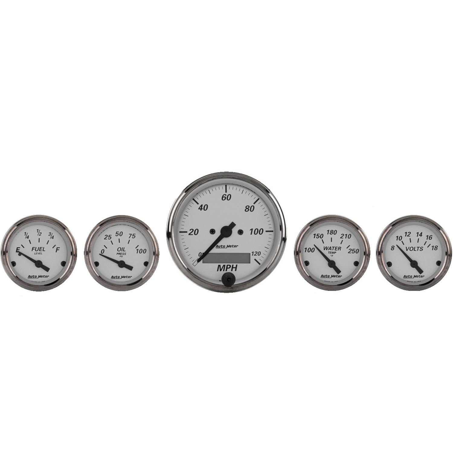 GAUGE KIT, 5 PC., 3 1/8" & 2 1/16", ELEC. SPEEDOMETER, AMERICAN PLATINUM
