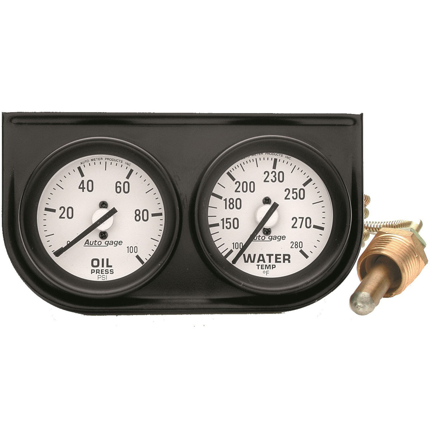 GAUGE CONSOLE, OILP/WTMP, 2", 100PSI/280F, WHT DIAL, BLK BZL, AUTOGAGE