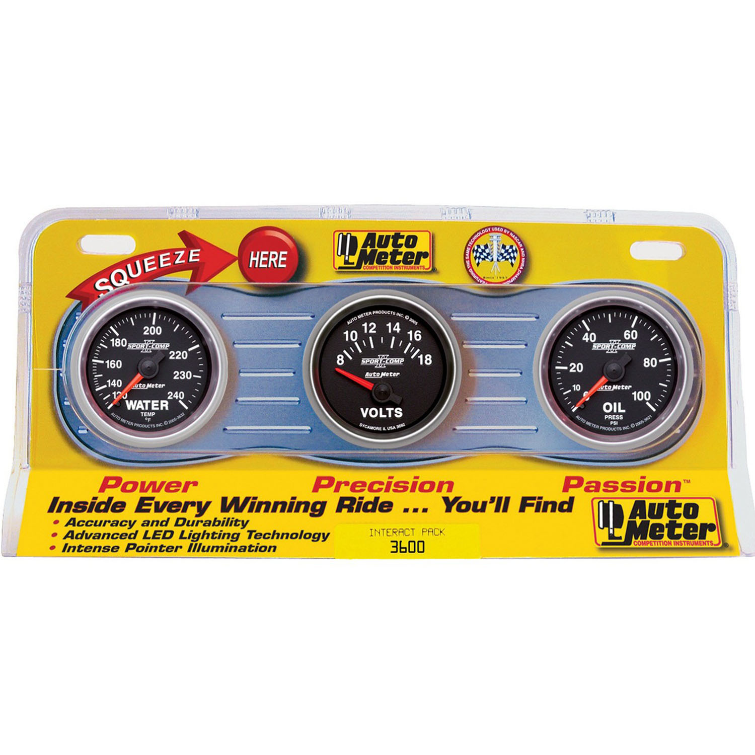 GAUGE KIT SPORT-COMP OIL PRESSURE WATER TEMPERATURE VOLTMETER KIT
