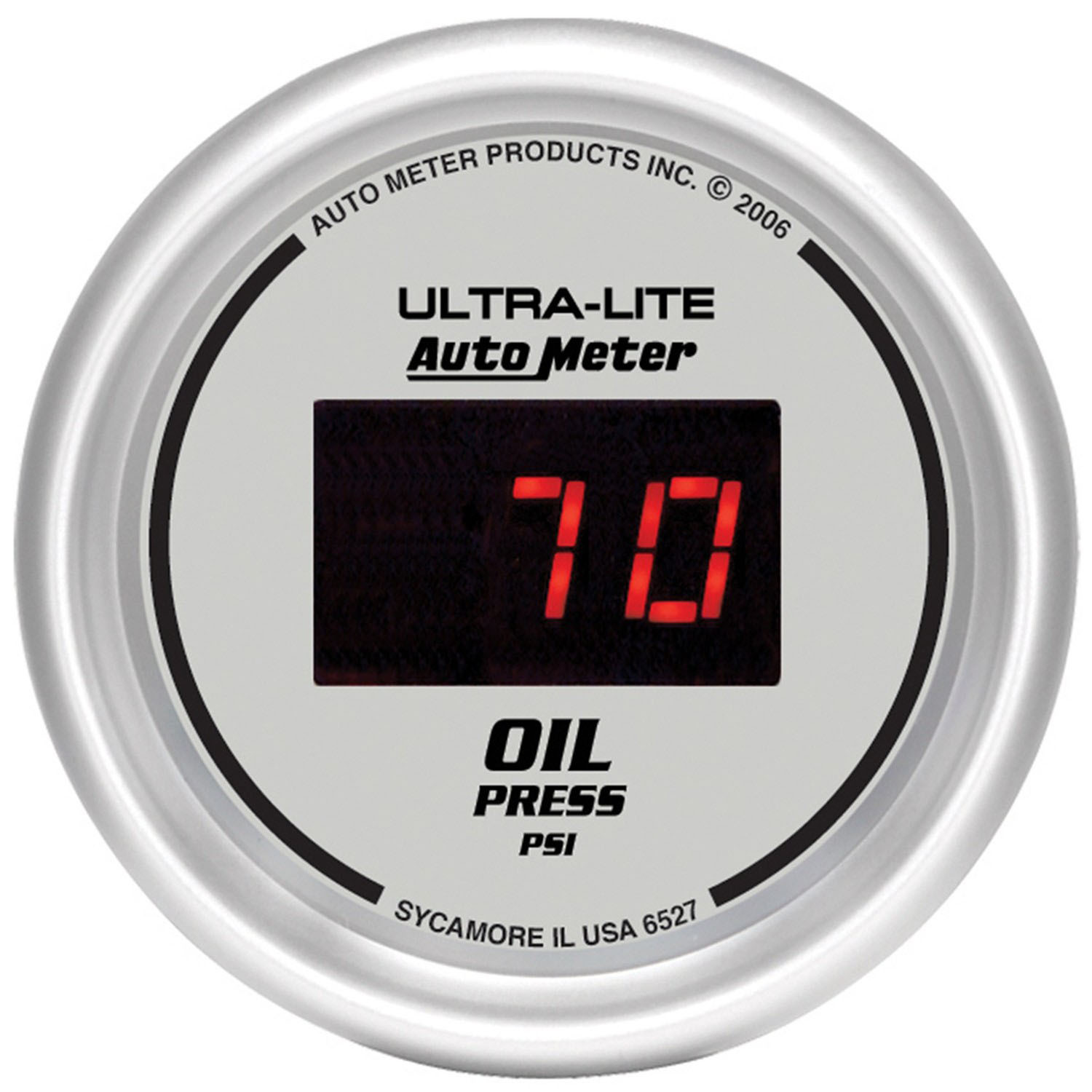 GAUGE, OIL PRESSURE, 2 1/16", 100PSI, DIGITAL, SILVER DIAL W/ RED LED