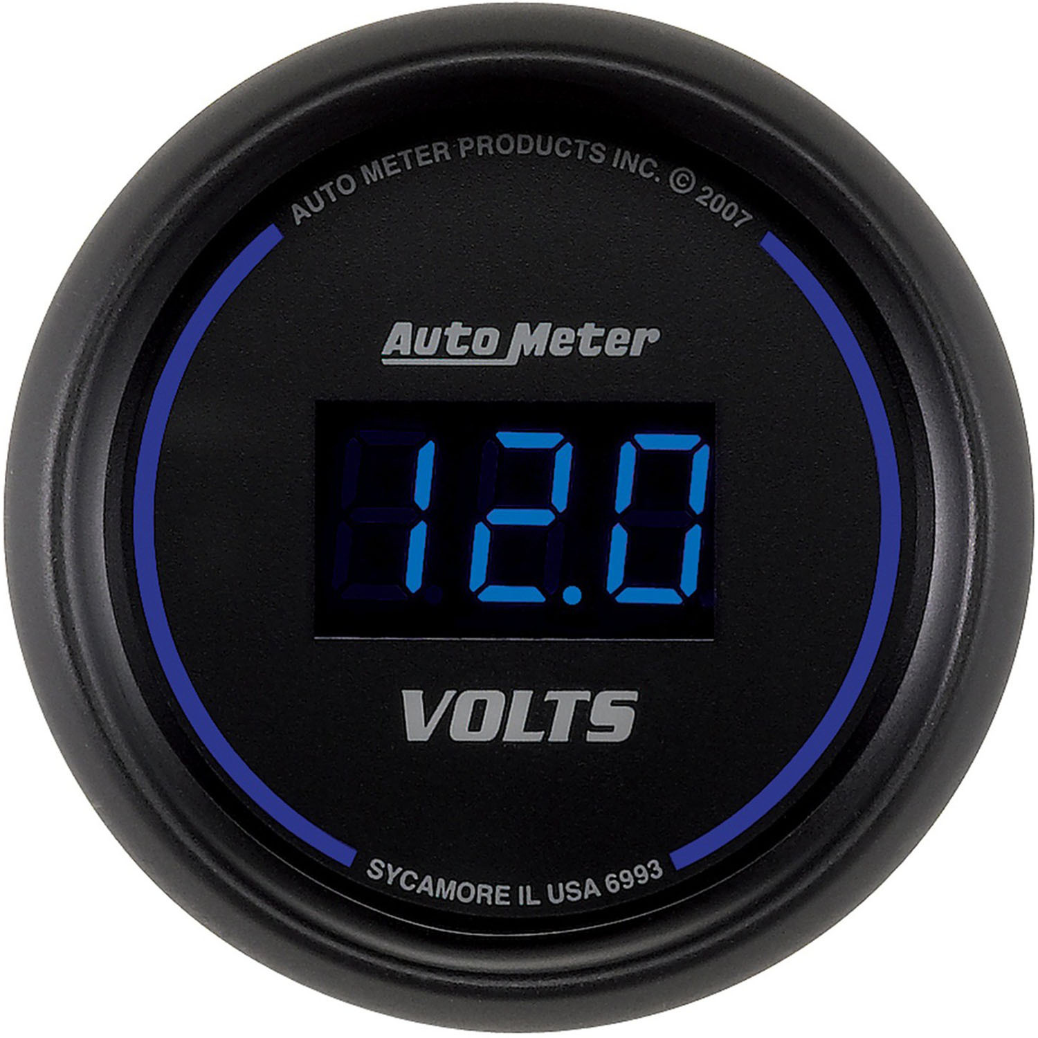 GAUGE, VOLTMETER, 2 1/16", 18V, DIGITAL, BLACK DIAL W/ BLUE LED