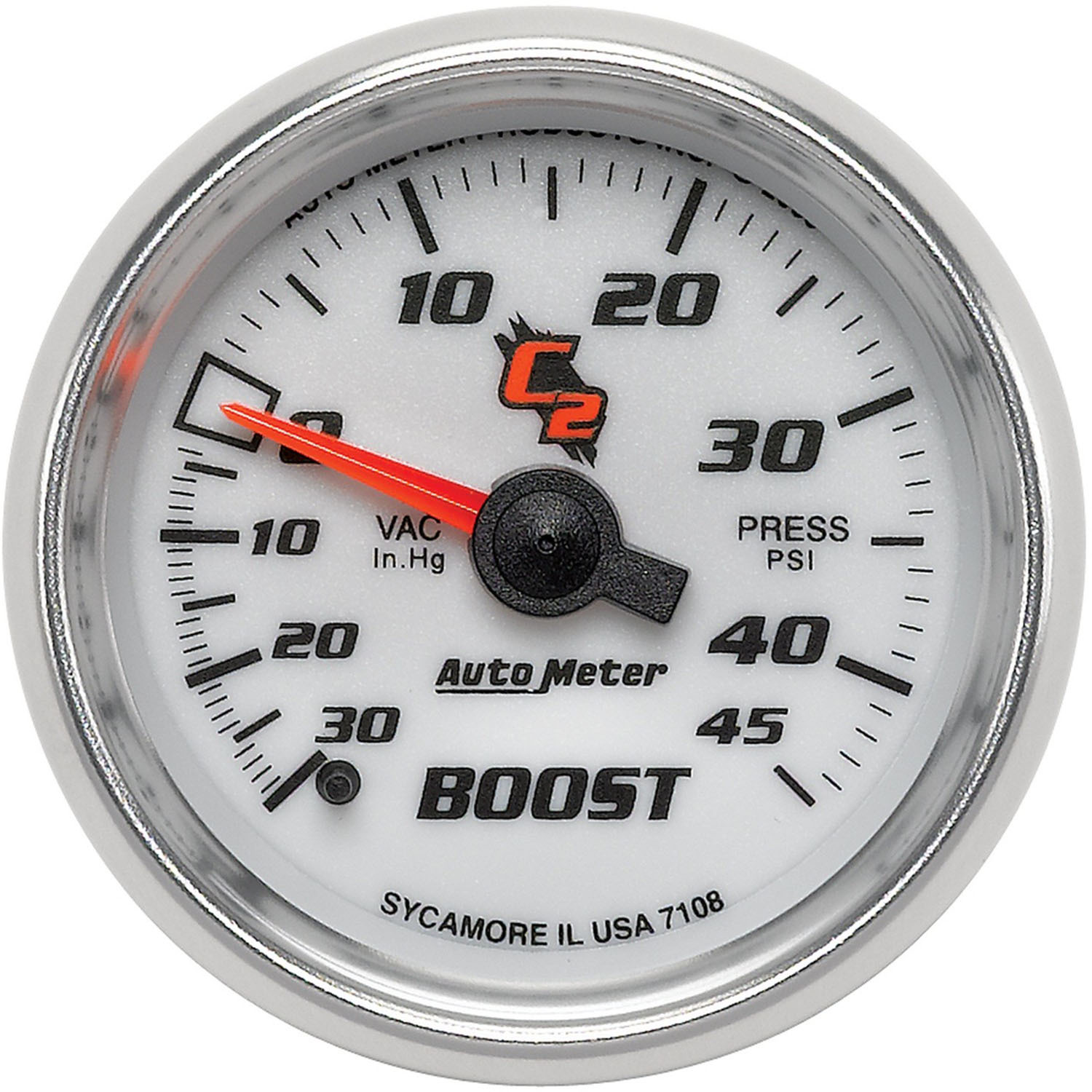 GAUGE, VAC/BOOST, 2 1/16", 30INHG-45PSI, MECHANICAL, C2