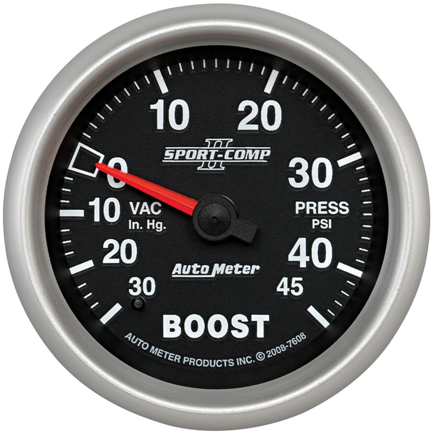 GAUGE, VAC/BOOST, 2 5/8", 30INHG-45PSI, MECHANICAL, SPORT-COMP II