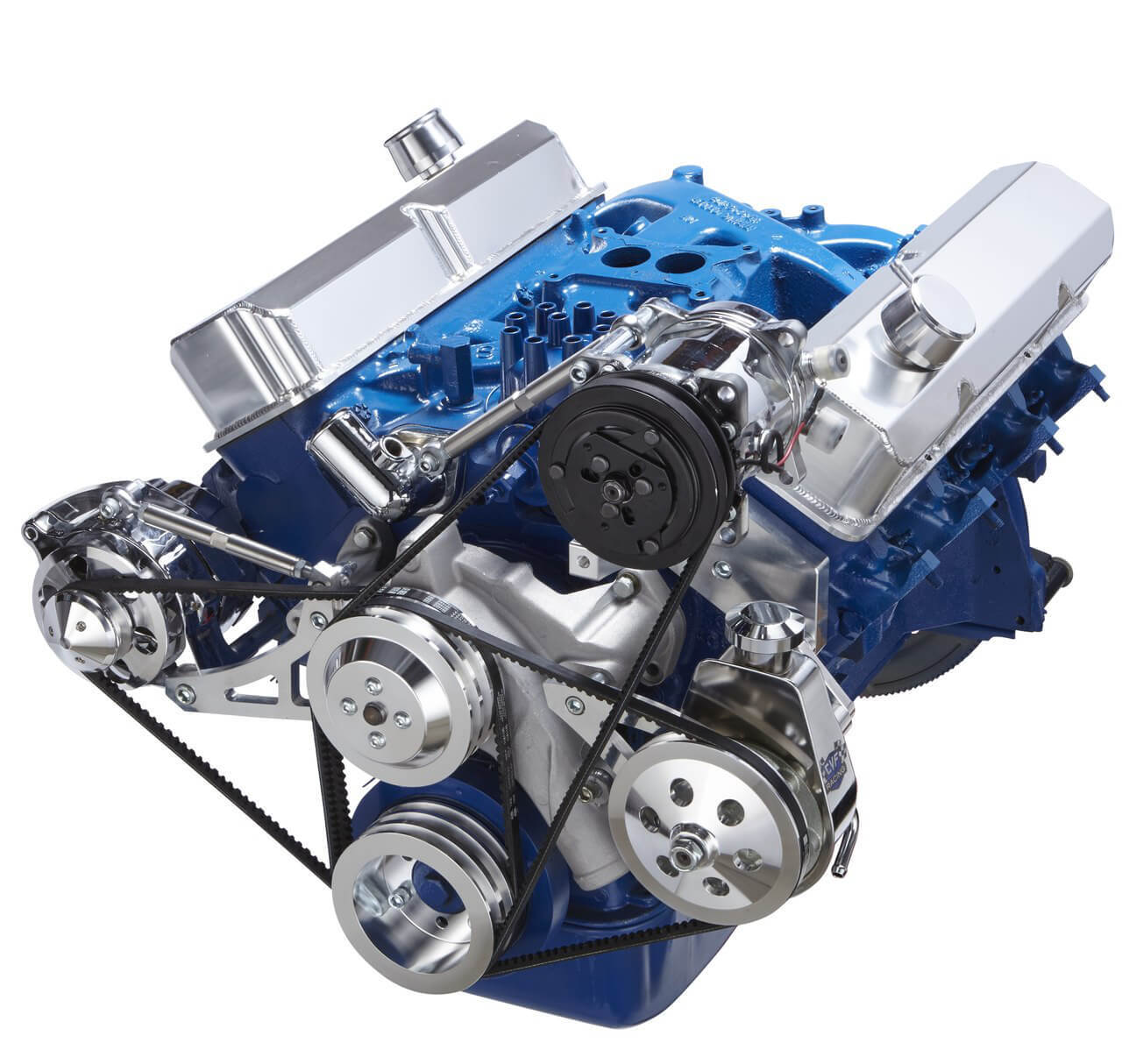 FORD 390 V-BELT SYSTEM - AC, ALTERNATOR & POWER STEERING - SAGINAW PUMP
