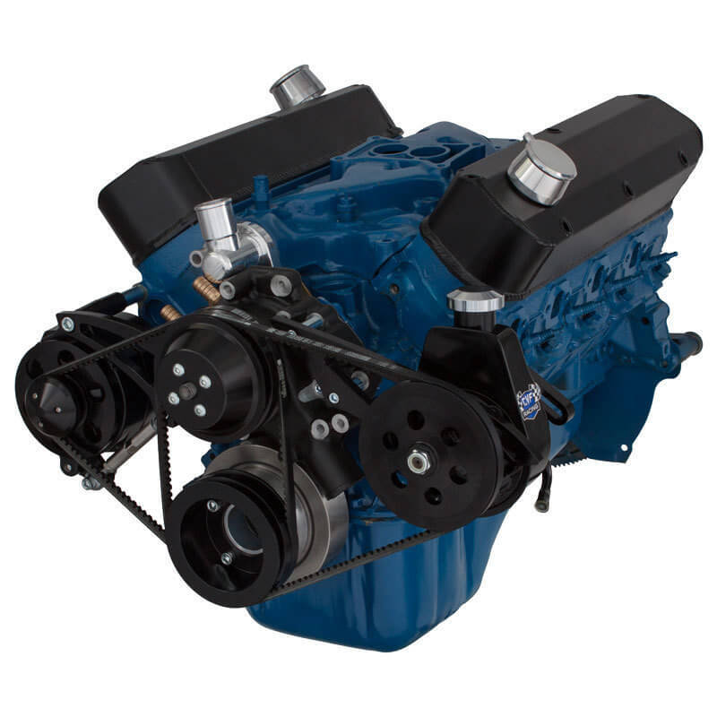 BLACK FORD 289-302-351W V-BELT SYSTEM - ALTERNATOR & POWER STEERING