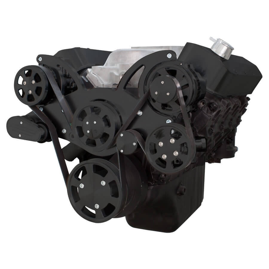 BLACK SERPENTINE SYSTEM FOR 396, 427 & 454 - POWER STEERING & ALTERNATOR - ALL INCLUSIVE