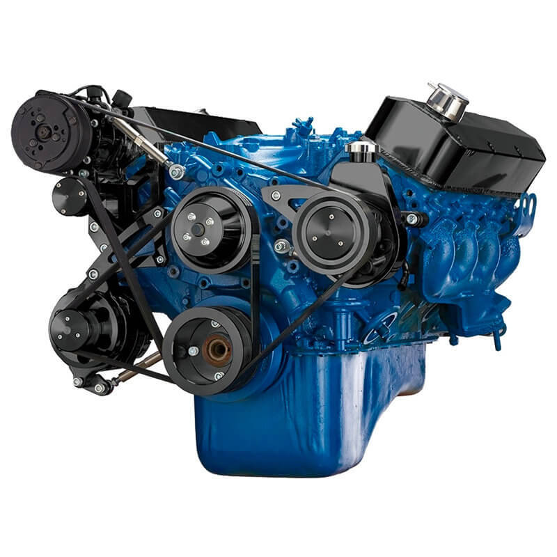 BLACK FORD 460 SERPENTINE SYSTEM - AC, ALTERNATOR & POWER STEERING