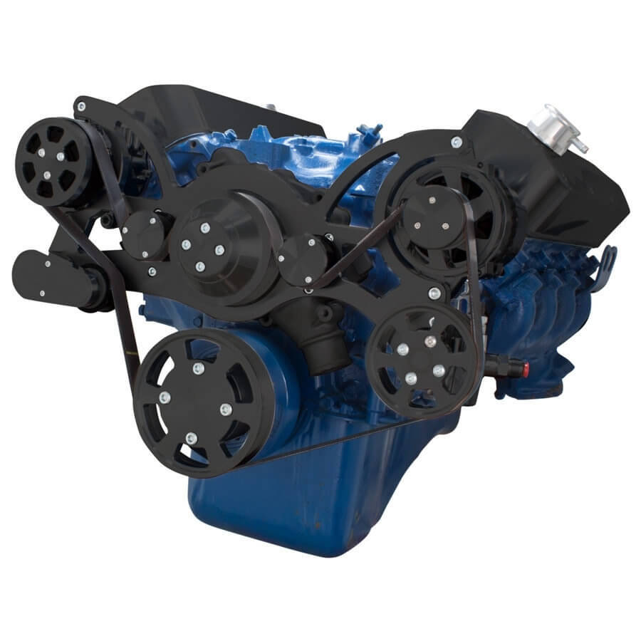 BLACK SERPENTINE SYSTEM FOR 429 & 460 - AC, POWER STEERING & ALTERNATOR - ALL INCLUSIVE