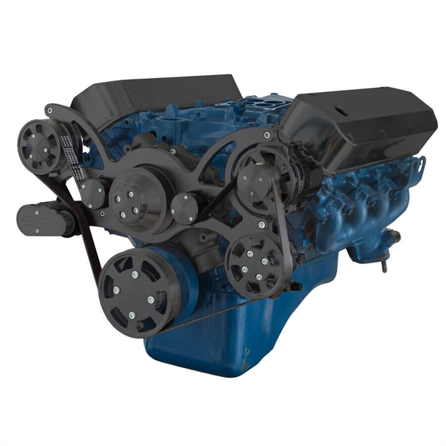 BLACK SERPENTINE SYSTEM FOR 429 & 460 - POWER STEERING & ALTERNATOR - ALL INCLUSIVE