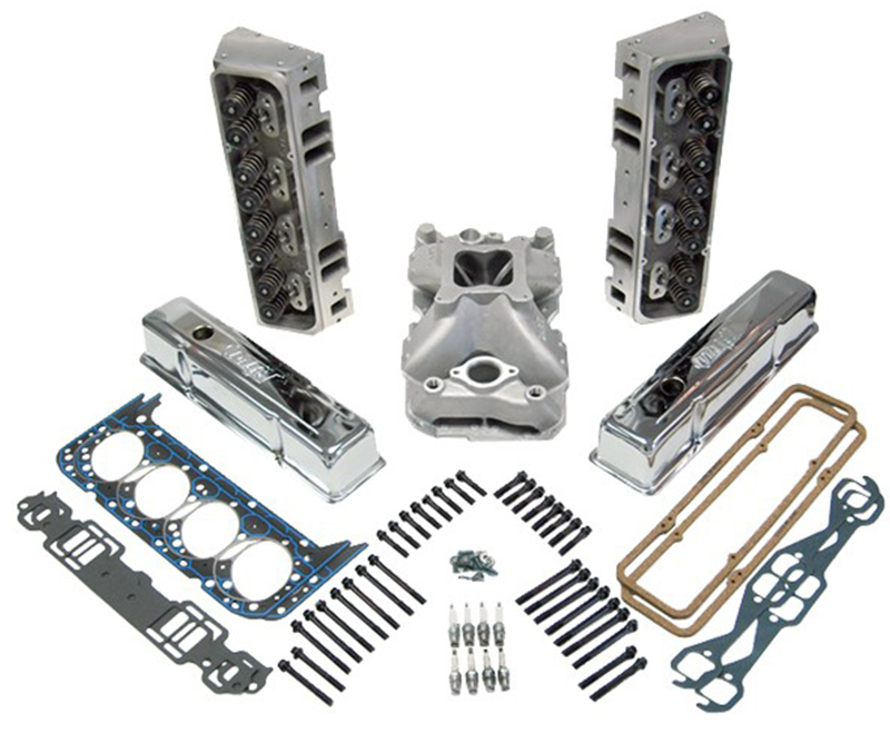 TOP END KIT, IRON EAGLE, ASSEMBLED HEADS, INTAKE, VALVE COVERS, HEAD BOLTS, GASKETS, CHEVROLET, SMALL BLOCK, KIT