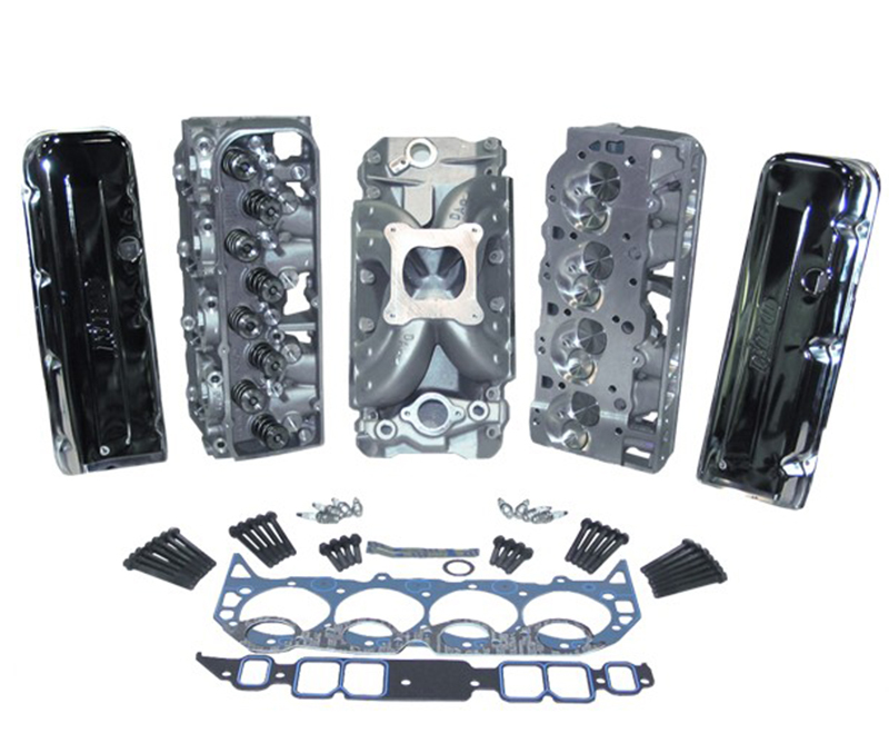 TOP END KIT, PRO 1, ASSEMBLED HEADS, 345CC, INTAKE, VALVE COVERS, HEAD BOLTS, GASKETS, BBC, RECT PORT, KIT