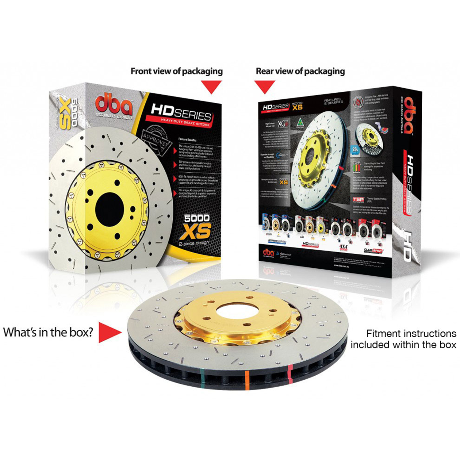 BRAKE ROTOR 5000 ROTOR X/DRILLED & SLOT - KP 360MM X 32MM [ AUDI RS4 BITURBO 01-06 F ] NAS NUTS INCLUDED