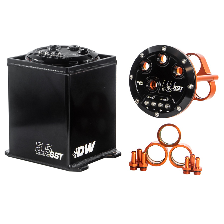5.5L STAGED SURGE TANK, UNIVERSAL. FITS 1, 2, OR 3 DW200, DW300, OR DW400 FUEL PUMPS