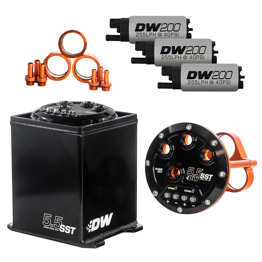 5.5L STAGED SURGE TANK, UNIVERSAL. INCLUDES 3 DW200 FUEL PUMPS.