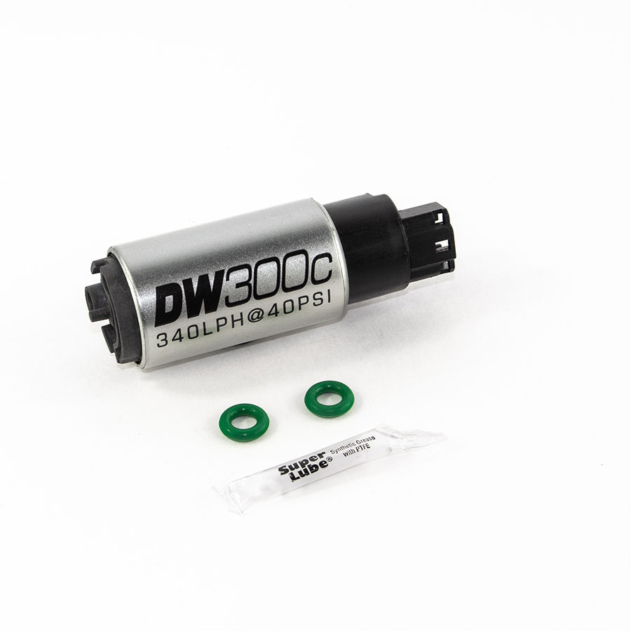 DW300C SERIES, 340LPH COMPACT FUEL PUMP WITHOUT MOUNTING CLIPS W /INSTALL KIT FOR RSX 02-06,CIVIC 01-05, MX5 2006-2015
