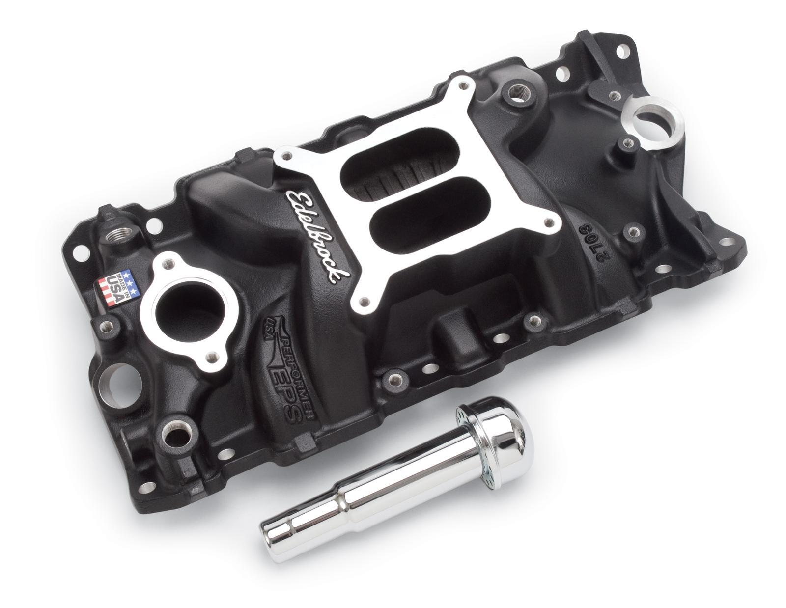INTAKE MANIFOLD;INTAKE MANIFOLD PERF EPS SBC W/OIL FILL TUBE & BREATHER BLACK