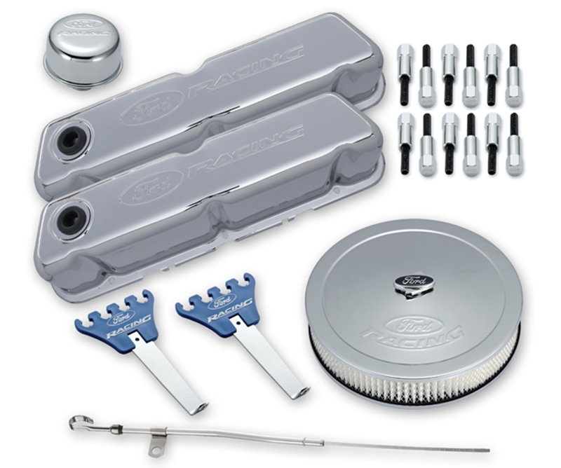 FORD RACING DRESS-UP KIT, CHROME, EMBOSSED LOGOS