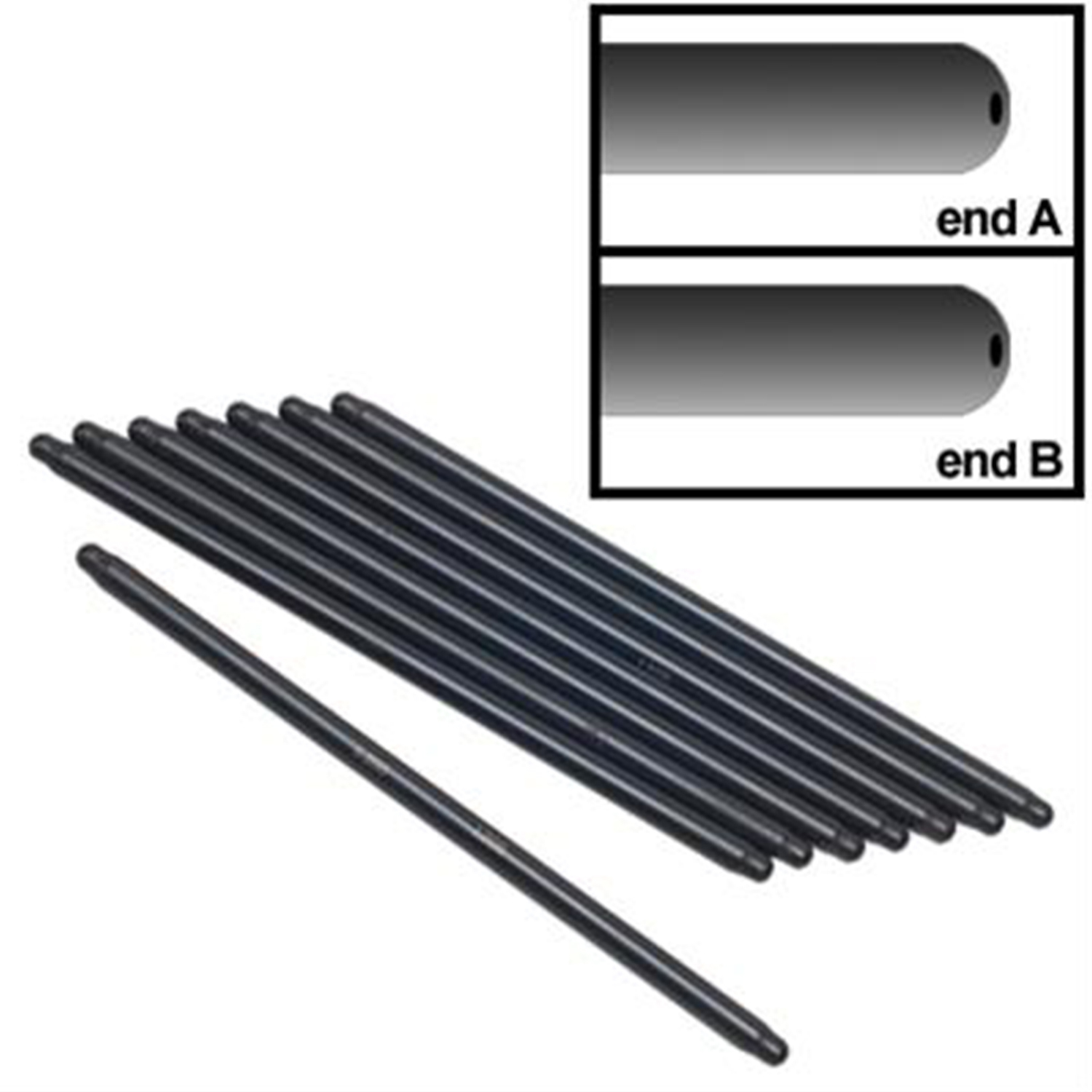 PUSHROD, HEAT-TREATED, CHROMOLY, 3/8 IN. DIAMETER, BALL TIPS, 8.750 IN. LENGTH, SET OF 8