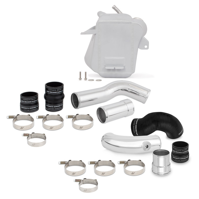 FORD 6.7L POWERSTROKE AIR-TO-WATER INTERCOOLER KIT, 2011+, SILVER COOLER, POLISHED PIPES