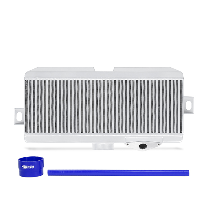 SUBARU WRX STI PERFORMANCE TOP-MOUNT INTERCOOLER KIT, SILVER COOLER, BLUE HOSES, 2008-2014