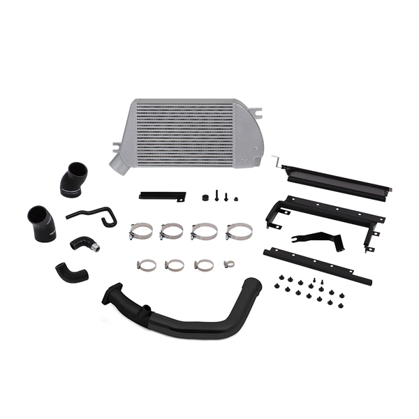 SUBARU WRX PERFORMANCE TOP MOUNT INTERCOOLER AND CHARGE PIPE KIT, 2015+ BLACK PIPE, SILVER INTERCOOLER