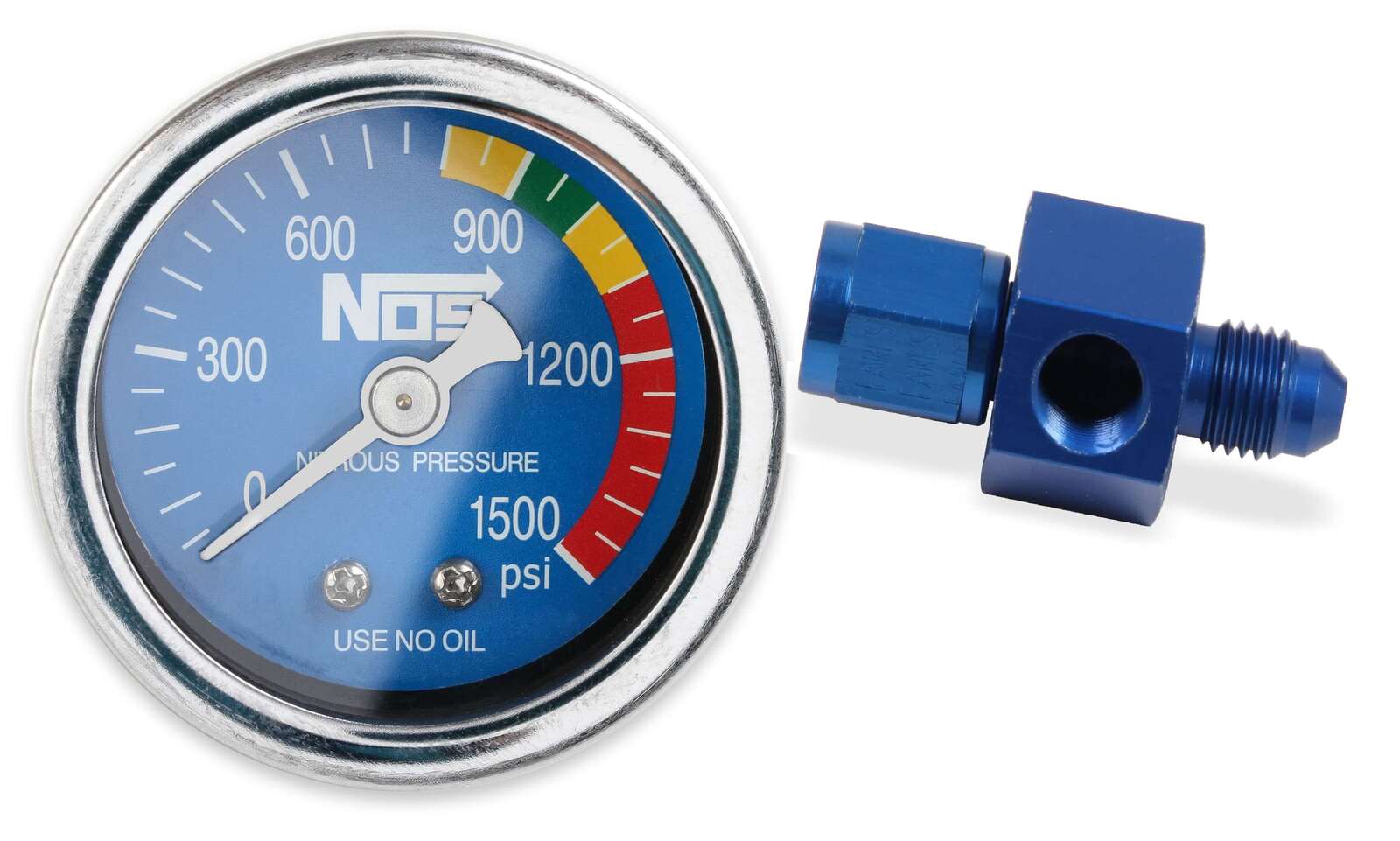 NITROUS PRESSURE GAUGE, BLUE, 1-1/2",0-1500PSI W/ -4AN ADAPTER