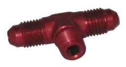 FLARE TO PIPE T FITTING, 4AN - 4AN - 1/8" NPT, RED