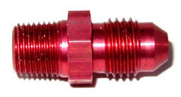 FLARE TO PIPE FITTING, STRAIGHT/180 FLOW, 4AN - 1/4" NPT, RED