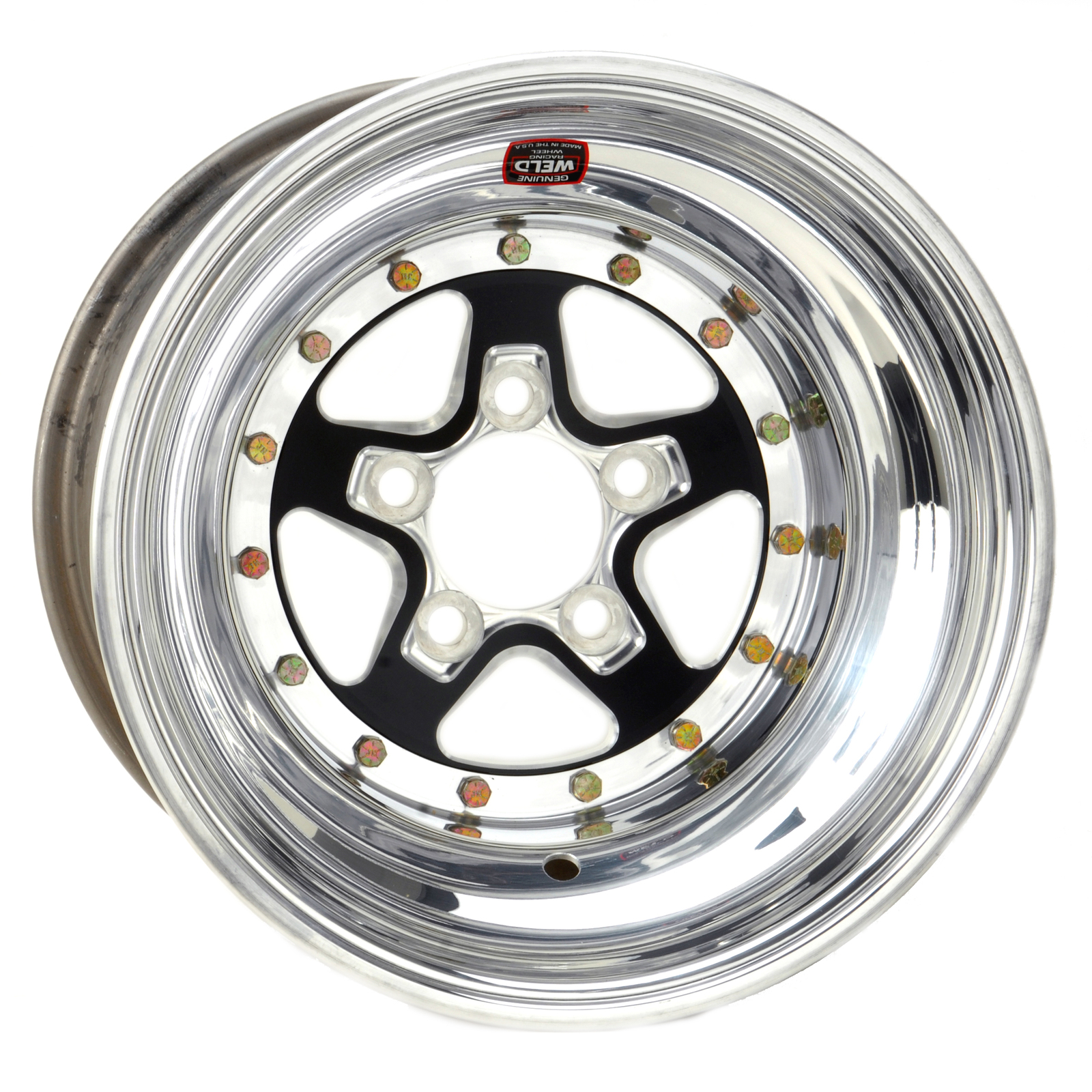 WHEEL RACING ,ALUMASTAR;15X12'' BLACK/POLISHED ALUMASTAR 2.0 5X4.5'' BOLT PATTERN 7'' BACKSPACE