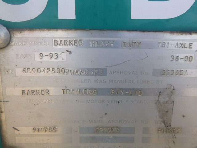 1993 BARKER CURTAINSIDER TRAILER SEMI BARKER 45FT CURTAINSIDER
