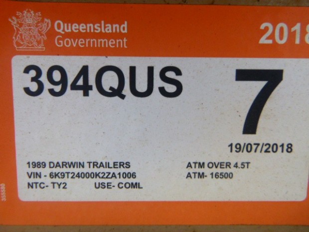 1989 DARWIN TRAILERS DOLLY(RT CONVERTER) TRAILER DOLLY DARWIN TRAILER DOLLY TRAILER