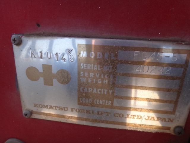 1988 KOMATSU FG45 LPG / PETROL COUNTERBALANCE FORKLIFT