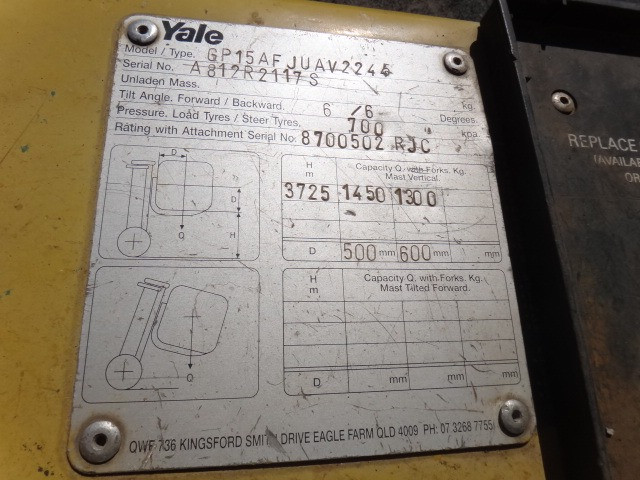 YALE GP15AF LPG / PETROL COUNTERBALANCE FORKLIFT