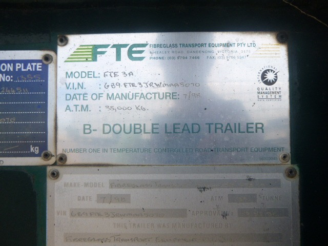 1998 FTE REFRIGERATED VAN TRAILER SEMI FTE SLIDING-A FRIDGE TRAILER