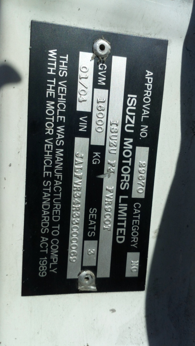 2004 ISUZU FVR FY 950 LONG 7 SP MANUAL + O/DRIVE C/CHAS