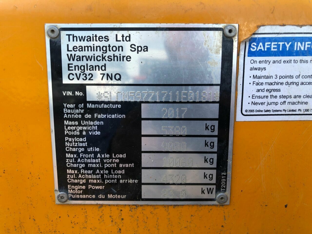 2017 THWAITES 9TONNE DUMPER