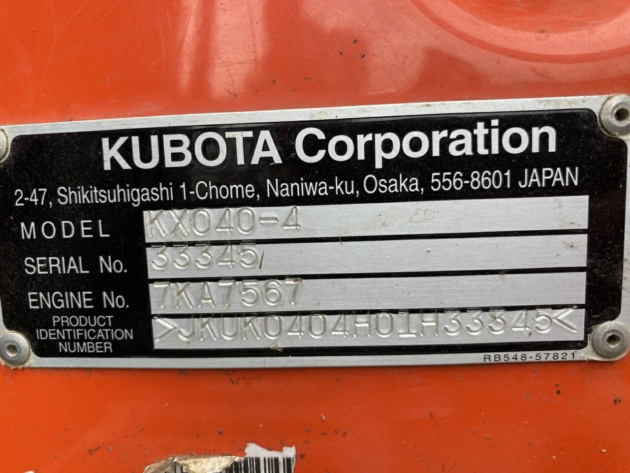 2019 KUBOTA KX040-4 AIRCAB EXCAVATOR