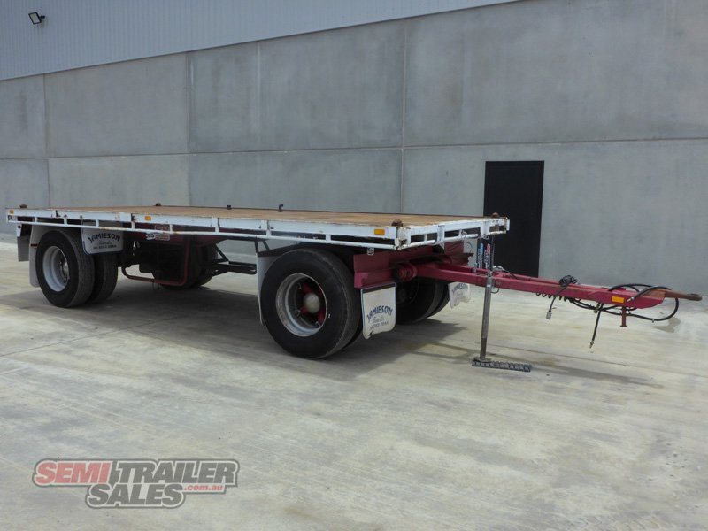 1992 WHITE TWO AXLE FLAT TOP DOG TRAILER