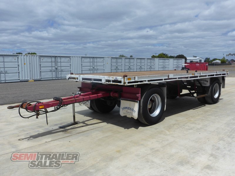 1992 WHITE TWO AXLE FLAT TOP DOG TRAILER