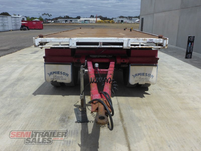 1992 WHITE TWO AXLE FLAT TOP DOG TRAILER