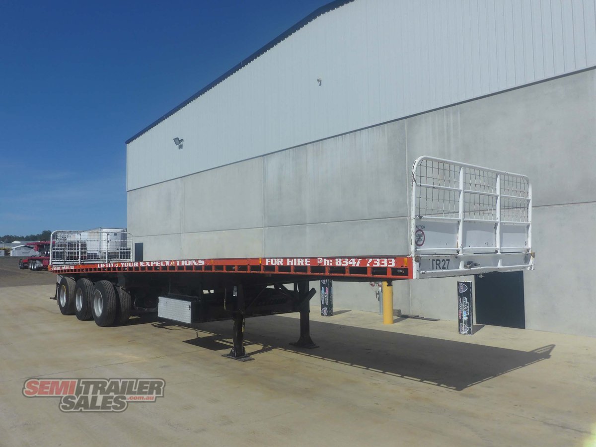1993 BARKER FLAT DECK TRAILER FLAT TOP WITH REAR MOFFETT MOUNT