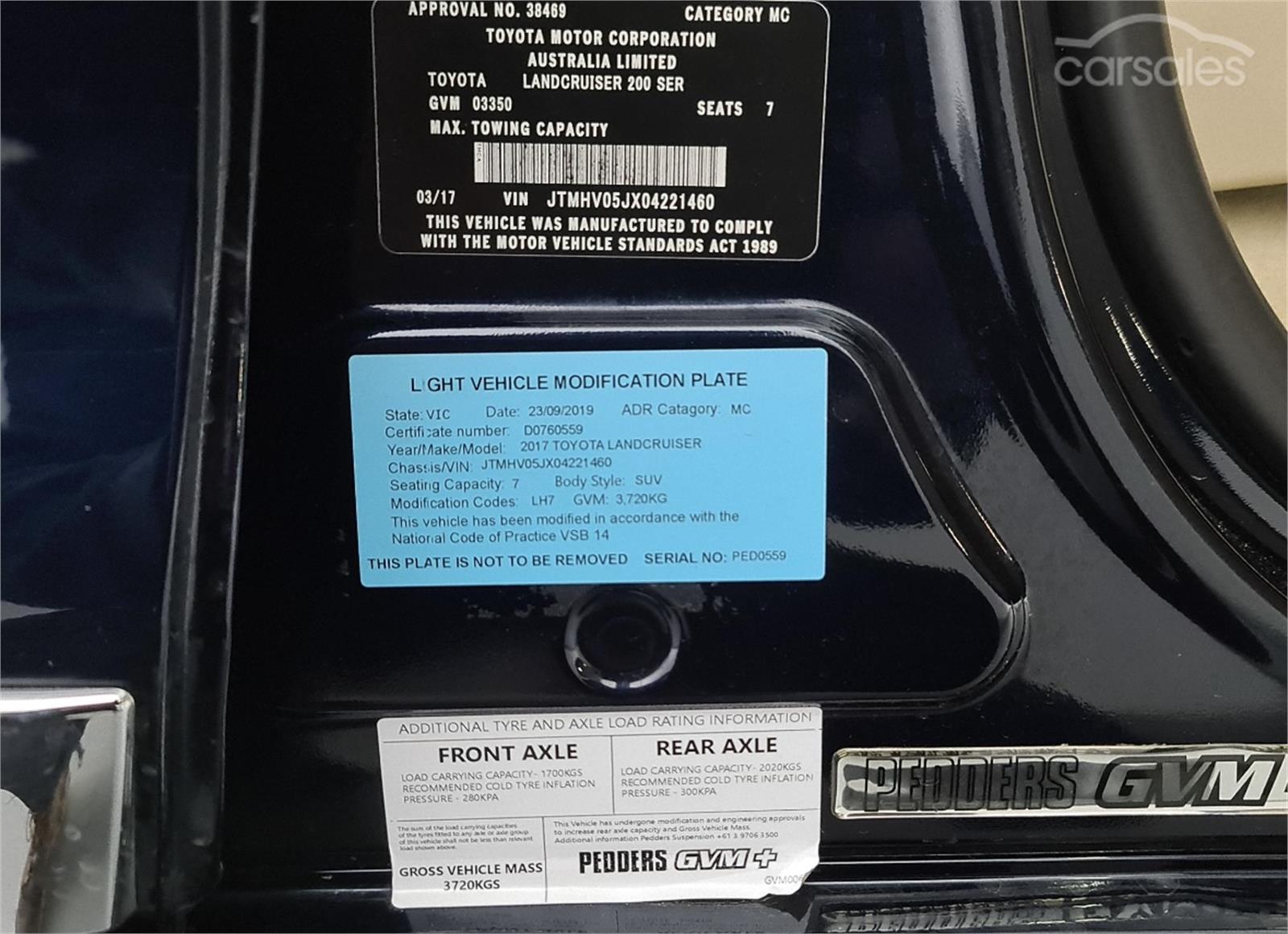 2017 TOYOTA LANDCRUISER VDJ200R SAHARA SPORTS AUTOMATIC WAGON